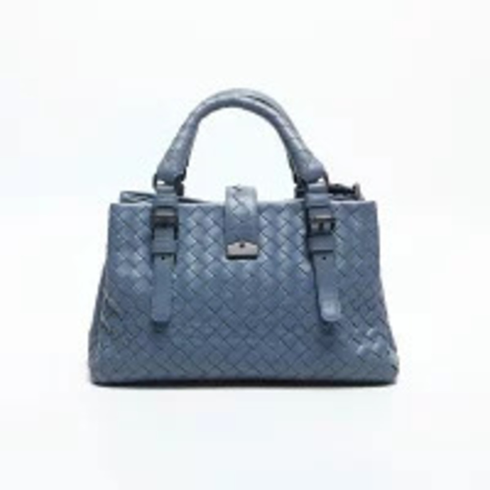 Bottega Veneta Intrecciato Roma Nappa Leather Shoulder Bag Gray